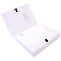 加厚彩色透明档案盒2/3.5/5.5/7.5cm塑料文件盒a叠文件收纳盒|白色 12mm[4个装]