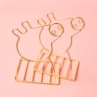 书立架ins网红韩版书架简易桌上学生简约镂空创意桌面书立高中生|吹风机猪-金色