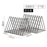 创意ins风北欧三角书立铁艺书架书挡桌面收纳架置物架简约书报架|套装-黑色2个装（推荐款）