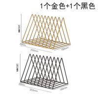 创意ins风北欧三角书立铁艺书架书挡桌面收纳架置物架简约书报架|1个金色+1个黑色(推荐款)