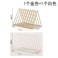 创意ins风北欧三角书立铁艺书架书挡桌面收纳架置物架简约书报架|1个金色+1个白色(推荐款)