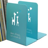 书立桌面书立架古风书立古风金属学生书立架铁书立书夹子|蓝色小鹿(两片装) 送一对蓝色小鹿