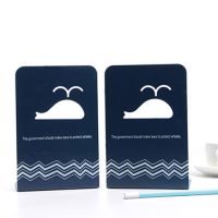 一对2片创意造型书立桌面可爱动物造型铁书夹书靠书档书立架大号|平板款-海豚深蓝2片