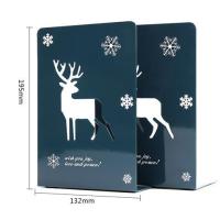 创意书立架金属书挡书夹书靠书架简易桌上加厚图书馆隔板铁书立|深蓝麋鹿