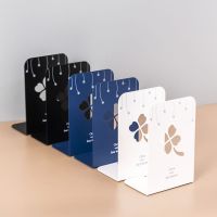 8片装书立架书夹书靠简易高中生学生用简约桌上书挡板铁书架收纳|3色各2片/四叶草[6片装]