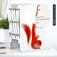可伸缩书立折叠书夹简易放书本桌面收纳架神器桌上置物架文具用品|加大-白红狐狸