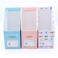 书本文件夹桌面收纳盒纸质书架办公文具学生创意简易书立盒整理箱|缤纷鲤鱼旗+粉色格子+蓝色格子