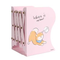 桌面伸缩书立架镂空书夹书靠书立挡隔书板立书架学生用创意放书架|加大号伸缩款/幸福狗-粉