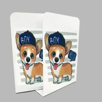 卡通书立架学生桌面金属铁书立架书靠书档书夹办公桌收纳架|戴帽子的狗狗(大号) 4片装