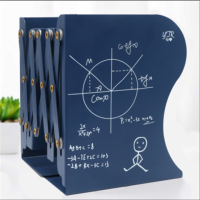 折叠书架可伸缩书立书夹固定书本桌上创意ins风学生桌面收纳神器|大号-数学深蓝