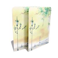 卡通书立架学生桌面金属铁书立架书靠书档书夹办公桌收纳架|海边路灯(大号) 4片装