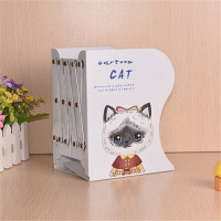 可伸缩书立架中号折叠书夹书靠书挡书立三栏大号学生卡通创意加厚|卡顿猫黄色裙