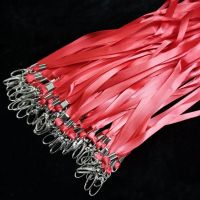 1cm宽挂绳金属钩揽扣 展会证挂绳胸卡吊绳卡套工作证绳子100条/包|红色 2条