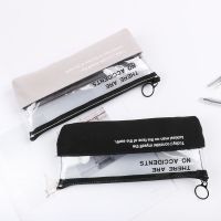 韩版简约女生小清新透明帆布创意考试笔袋男女大容量文具袋文具盒