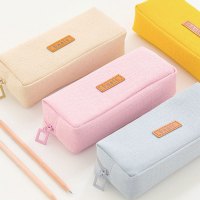 简约帆布笔袋铅笔盒学生纯色大容量笔袋女韩国文具袋男女生文具盒