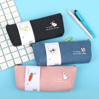 韩国牛仔帆布徽章胸针初高中学生男女简约网红ins盐系笔袋 文具盒