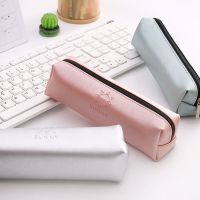 简约方形笔袋大容量男女学生创意牛奶盒文具盒pu收纳笔袋纯色笔盒