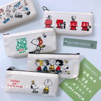 日系ins风可爱卡通史努比帆布笔袋少女心查理大容量文具袋小清新