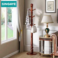 实木衣帽架卧室落地挂衣架欧式创意客厅水曲柳大衣架子家用