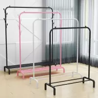 简约现代衣帽架挂衣架卧室晾衣架简易挂衣服架子晒衣架落地单杆式