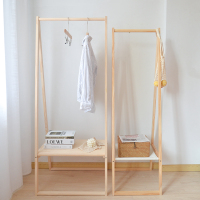 ins木质衣架日式衣帽架落地北欧实木卧室家用简约小型儿童挂衣架