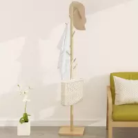 实木衣架落地卧室简约现代衣帽架家用简易衣服挂包架置物挂衣架子