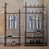 欧式实木落地衣帽架门厅挂衣架家用收纳架现代简约卧室客厅置物架