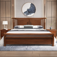新中式实木床小户型金丝檀木家具轻奢简约1.5米1.8婚床主卧双人床