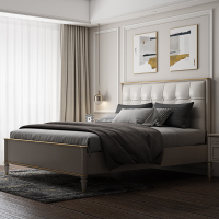 美式轻奢实木床1.8米双人大床主卧婚床现代简约软包床1.5米储物床