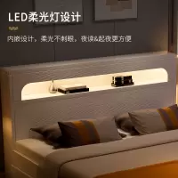 实木床带led灯现代简约1.8米单人床1.2m木床1.5m主卧经济型双人床