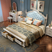 美式床实木床1.8米欧式床双人床主卧床简欧轻奢现代简约婚床家具
