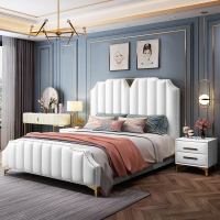 现代轻奢床 美式ins网红床实木床欧式双人公主床北欧简约奢华婚床