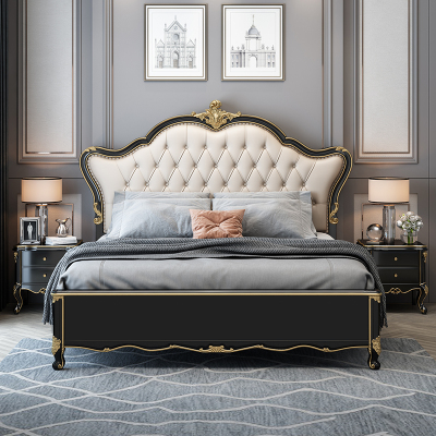 欧式实木床主卧奢华大床1米8双人床高档婚床美式轻奢床法式公主床