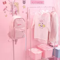 粉色少女心晾衣架落地卧室内简易衣帽架折叠置物架凉晒挂衣服架子