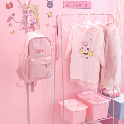 粉色少女心晾衣架落地卧室内简易衣帽架折叠置物架凉晒挂衣服架子