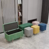 北欧轻奢凳子储物凳进门小沙发服装店长方形多功能换鞋收纳箱神器