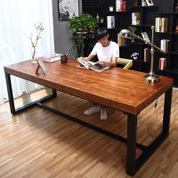 美式复古铁艺实木书桌餐桌防锈做旧办公桌写字台loft会议桌电脑桌