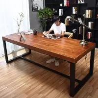 美式复古铁艺实木书桌餐桌防锈做旧办公桌写字台loft会议桌电脑桌