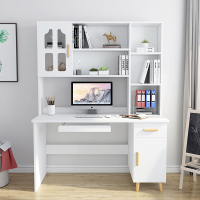 书桌书架组合北欧电脑台式桌家用学生书柜书架一体简约卧室写字台