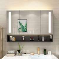 不锈钢智能浴室镜柜镜箱挂墙式带灯卫生间镜子带置物架厕所镜柜