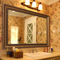 欧式卫浴镜壁挂卫生间镜子做旧复古美式浴室镜厕所洗漱台镜子
