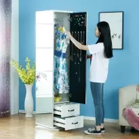 穿衣镜 衣帽间全身落地镜子简约现代客厅收纳柜多功能旋转试衣镜