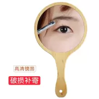 高清手柄化妆镜 手拿手持美容院纹绣复古便携木柄镜子随身小镜子