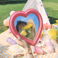 ins韩风壁挂两用少女爱心梳妆化妆镜子桌面网红梦幻学生宿舍装饰