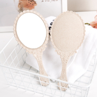 欧式复古手柄镜子手拿手持化妆镜 便携随身牙科美容院可爱花边镜