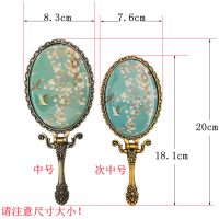 金属小镜子女化妆镜折叠台式复古风便携欧式公主手柄镜少女手持镜