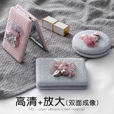 可爱随身化妆镜女网红ins简约便携折叠双面镜学生迷你美妆小镜子