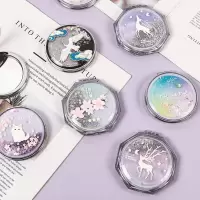 韩国创意流沙化妆镜 迷你翻盖随身便携式小镜子可爱少女心双面镜