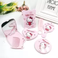 韩版手持镜子儿童可爱kt卡通猫头造型折叠化妆镜带梳子一套美容镜