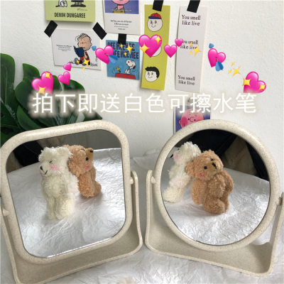 韩风chic少女心欧式简约宿舍桌面化妆镜手柄双面公主镜美容梳妆镜